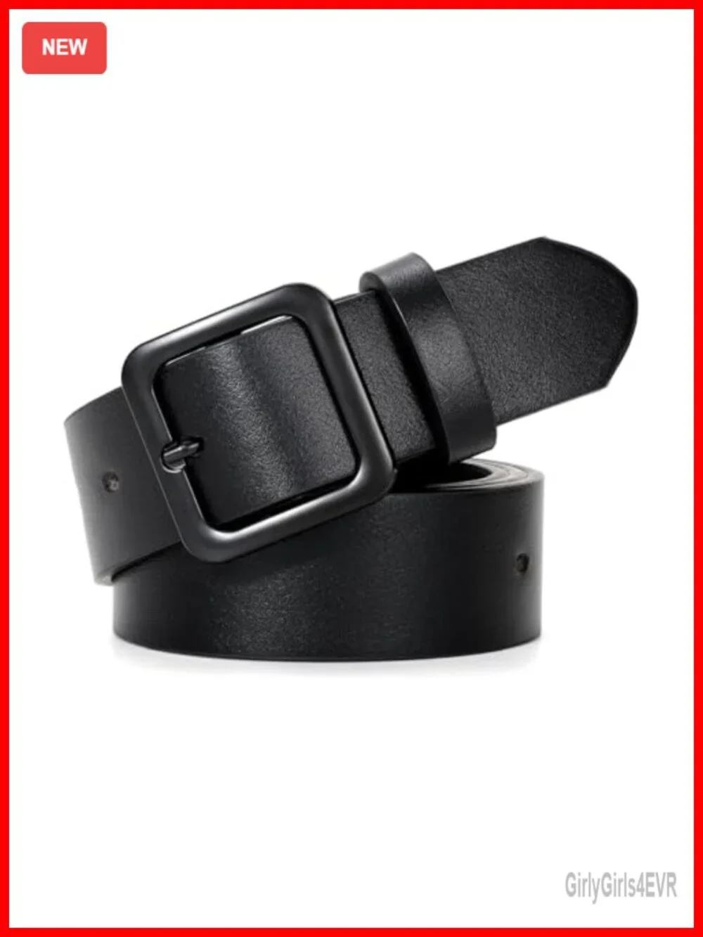 Women's Faux Leather Belt with Square Buckle for Jeans & Dresses